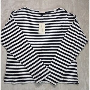 Universal Thread Striped Top Women's Large Navy White Long Sleeve Boat Neck